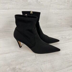 Good American The Icon Ankle Sock Bootie Women 8.5 Black Pointed Toe Stiletto